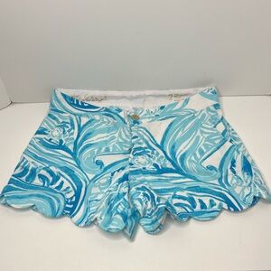 $69 Lilly Pulitzer 2 5" Buttercup Scallop Hem Short Cotton Ocean Wave Swirl